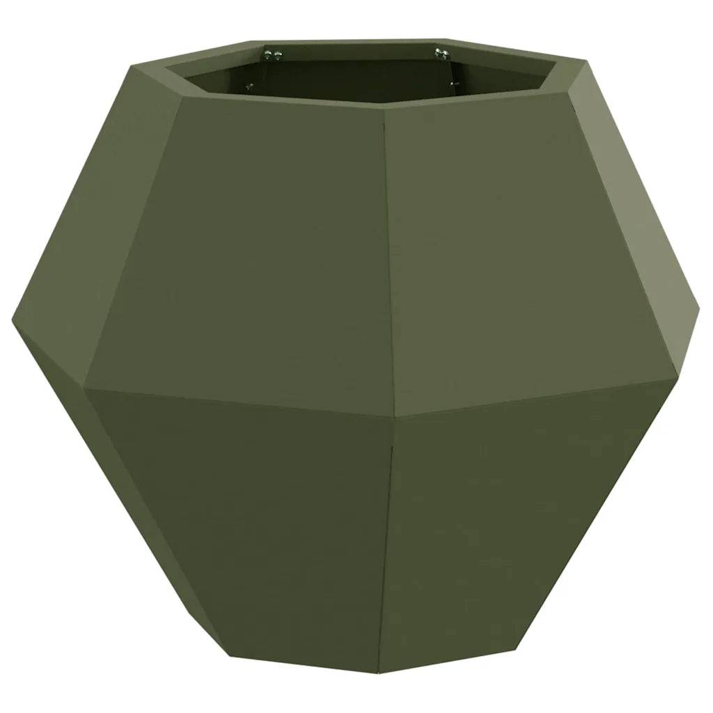 Helloshop26 - Jardinière rectangulaire extérieure 50 x 50 x 40 cm durable style chic en acier vert olive - Image 1