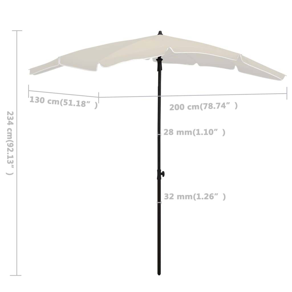 Helloshop26 - Parasol de jardin avec mât 200 x 130 cm sable - Image 5