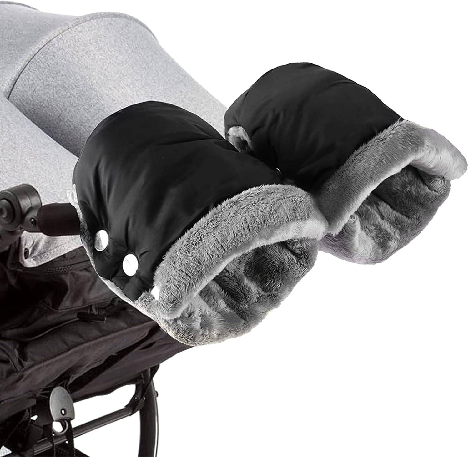 (Noir)Gants de Poussette,Hiver Doux Chaud Protège-Mains pour Poussette Chauffe-Mains Poussette Coupe-Vent Imperméable Moufles Poussette Universelle po - Image 1