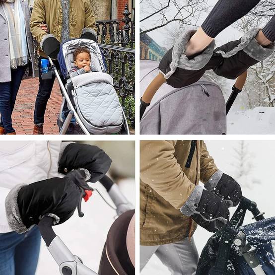 (Noir)Gants de Poussette,Hiver Doux Chaud Protège-Mains pour Poussette Chauffe-Mains Poussette Coupe-Vent Imperméable Moufles Poussette Universelle po - Image 5