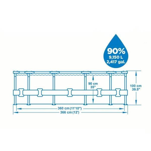 Bestway - Kit Piscine hors sol tubulaire BESTWAY Steel Pro Max™ - 366 x 100 cm - Ronde (Livrée avec filtre a cartouche, échelle et dif - Image 2