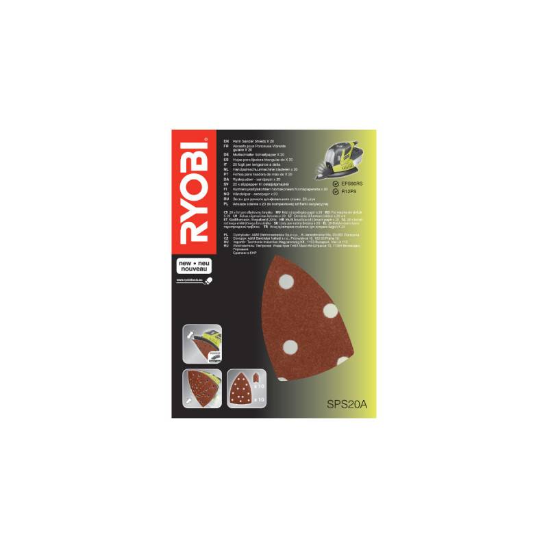 Ryobi - Pack RYOBI Ponceuse triangulaire - 100W - RPS100-GA20 - 40 abrasifs - SPS20A - Image 6