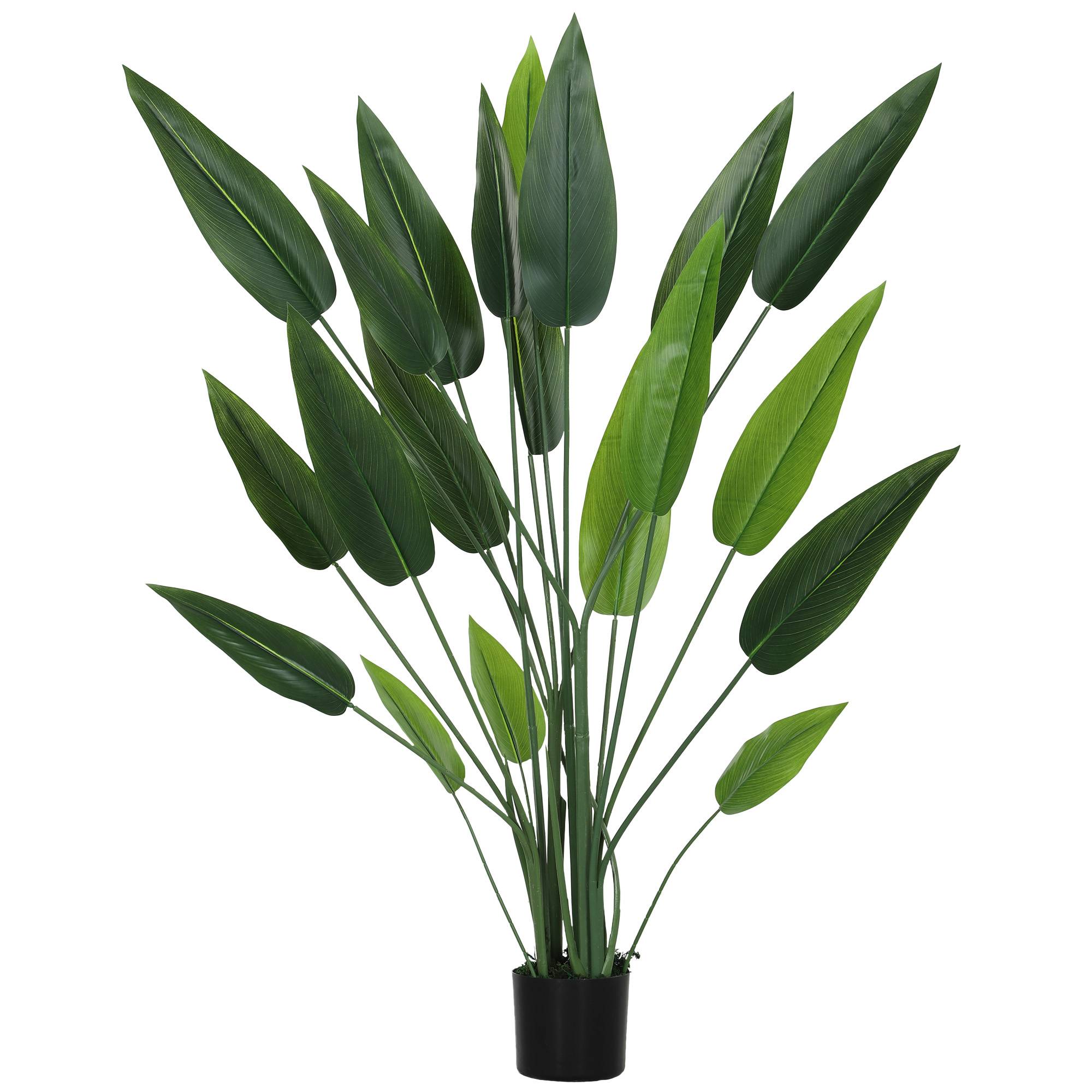 Sans Marque - Plante artificielle d'oiseau de paradis verte à 20 feuilles, 140 cm, avec pot, en PE, PEVA et PP - Image 1