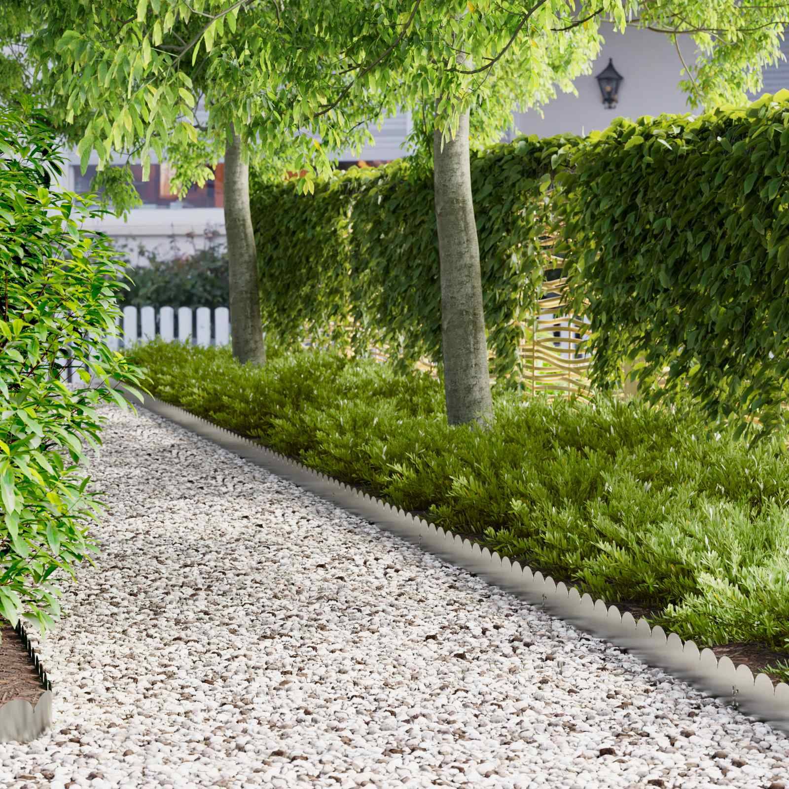 Bordure pelouse acier séparation jardin aménagement parterres 20 pcs 103x15cm argenté - ComfortXL Outdoor Living - Image 1