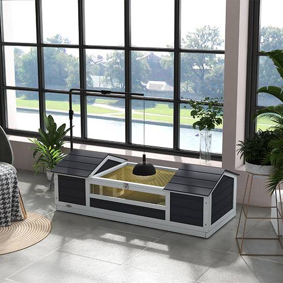 Enclos pour tortue bois gris 120 x 56.5 x 43 cm - PANGIVO - Image 4