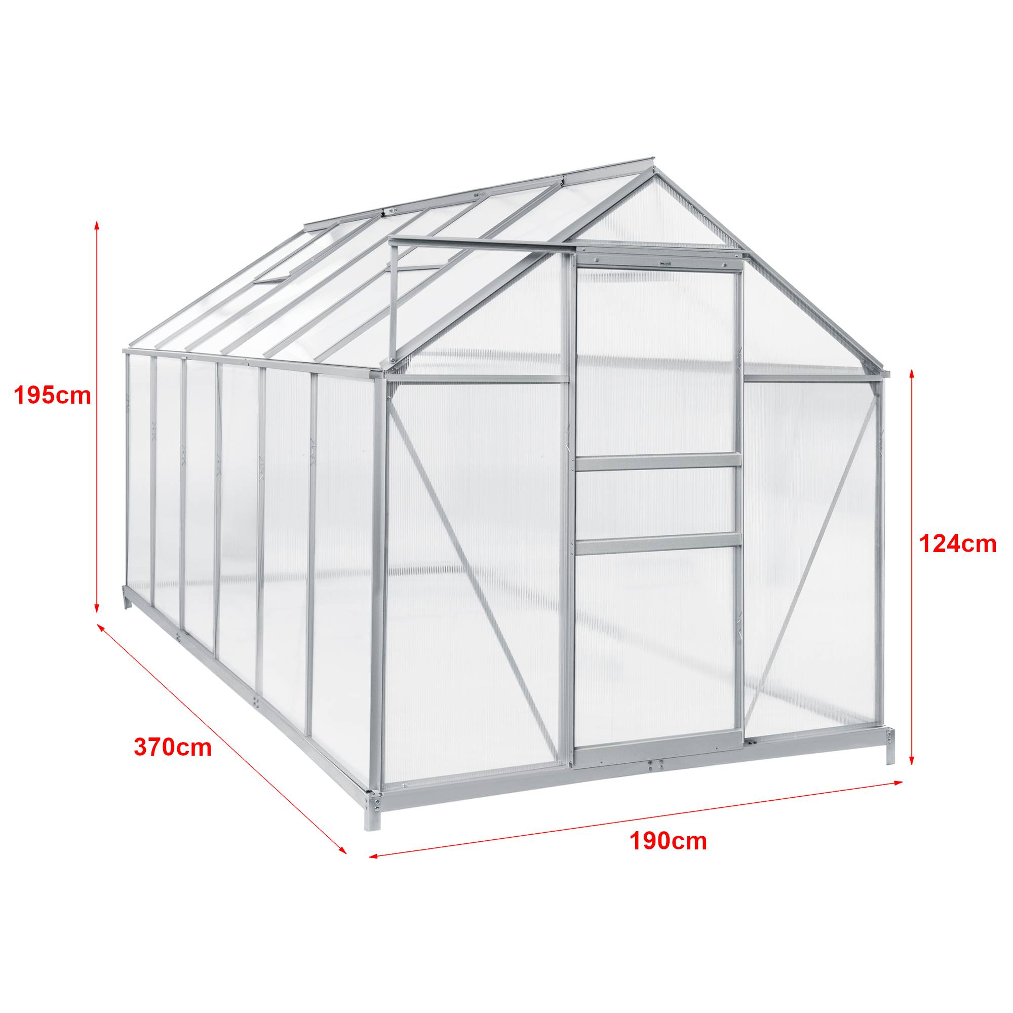 [en.casa] - Serre de jardin Oisterwijk à porte coulissante en polycarbonate 7,03 m² [en.casa] - Image 3