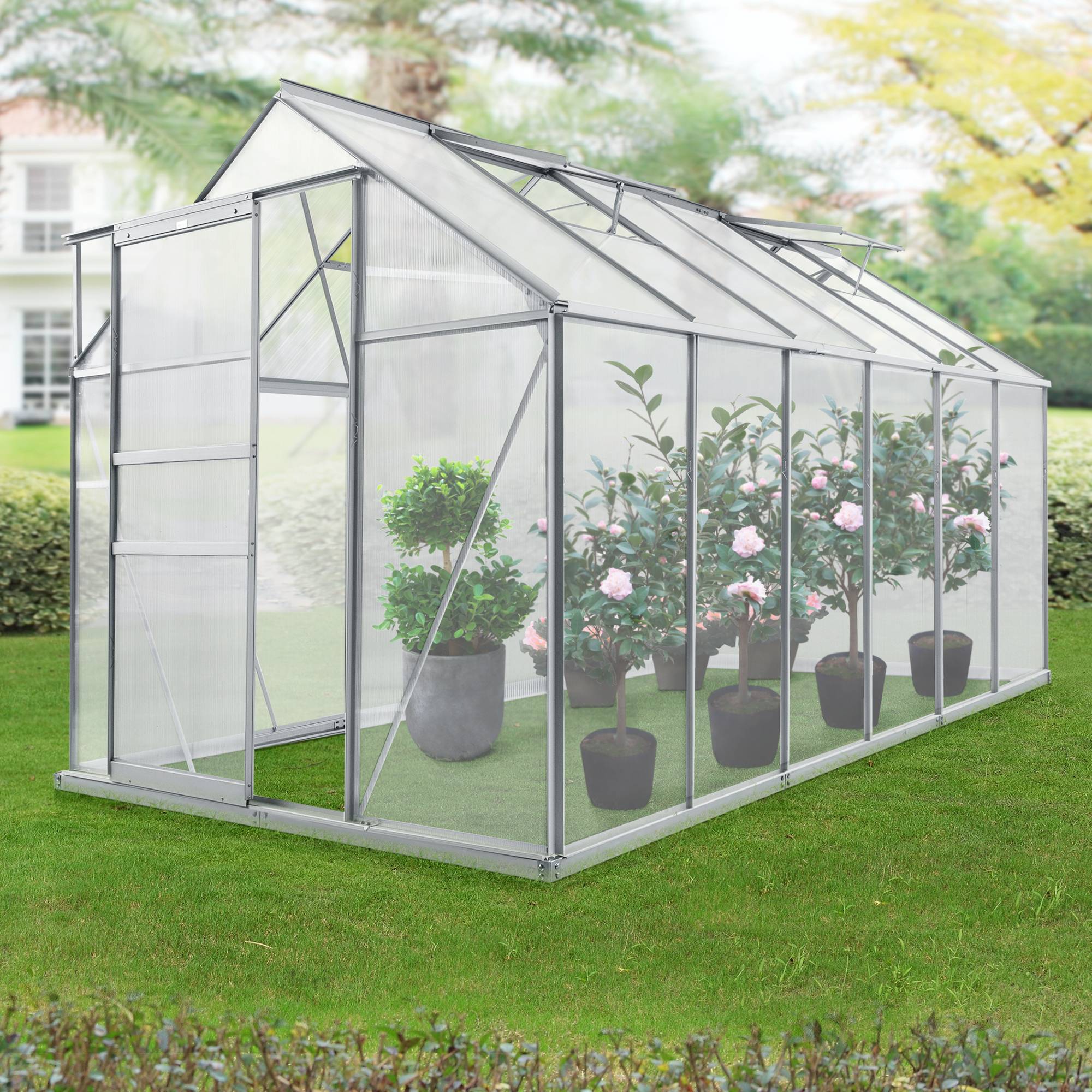 [en.casa] - Serre de jardin Oisterwijk à porte coulissante en polycarbonate 7,03 m² [en.casa] - Image 2