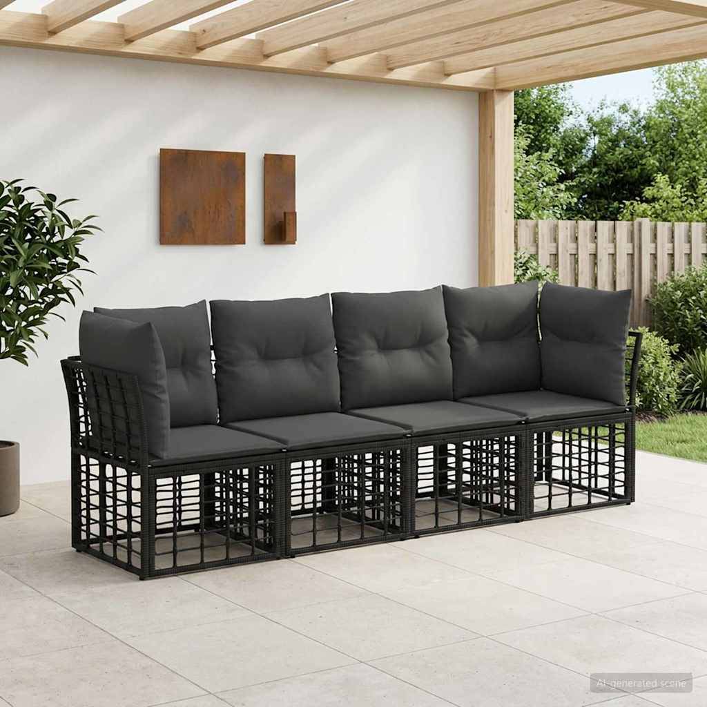 Vidaxl - Ensemble de canapés d'extérieur 4 place-Salons de jardin Noir Polyester 248627