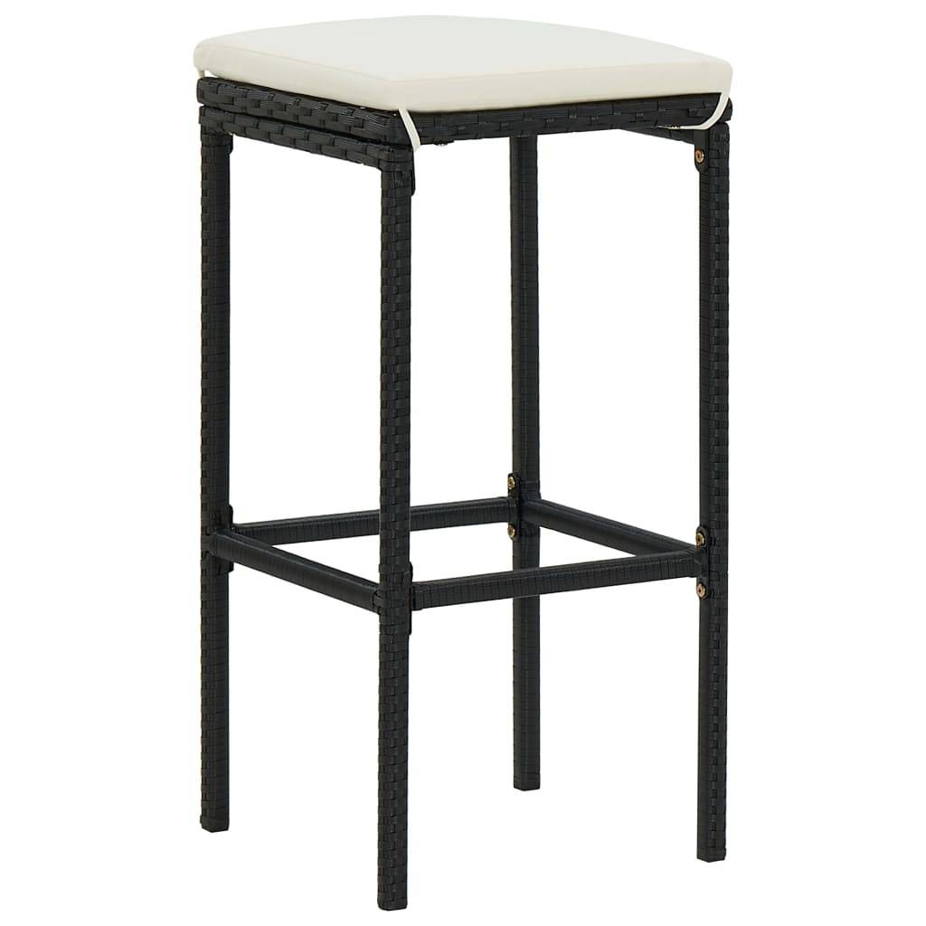 Helloshop26 - Ensemble de bar de jardin 5 pièces avec coussins noir poly rotin - Image 3