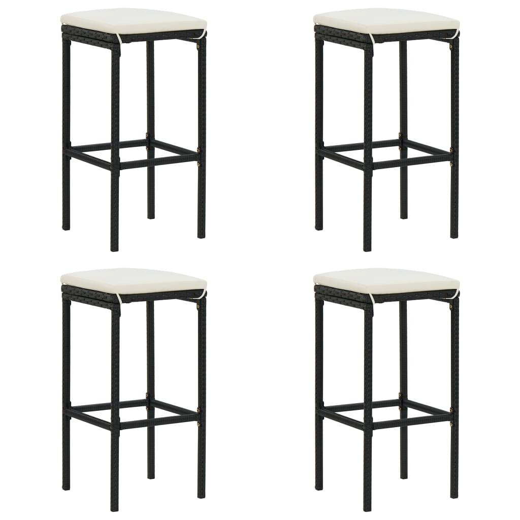 Helloshop26 - Ensemble de bar de jardin 5 pièces avec coussins noir poly rotin - Image 2