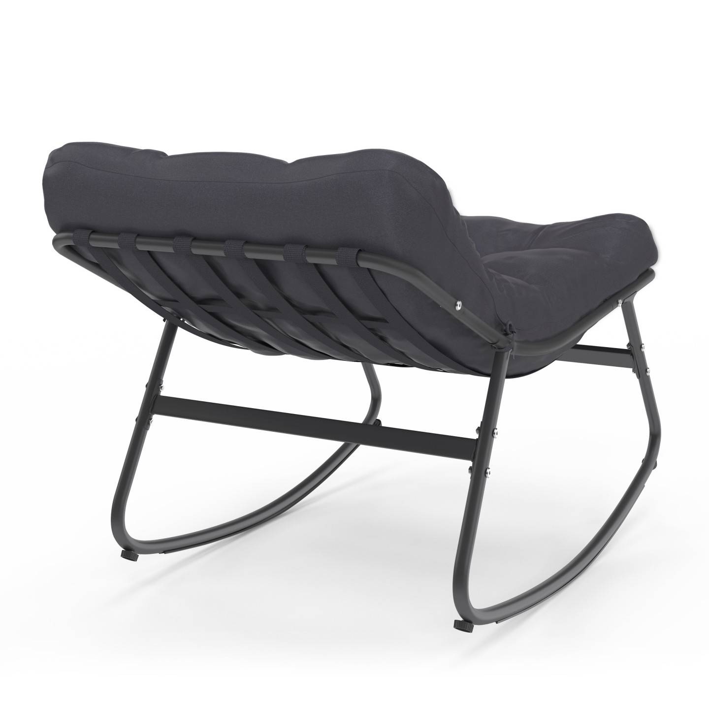 Lot de 2 fauteuils de jardin à bascule ARONA gris anthracite coussin gris - Image 5