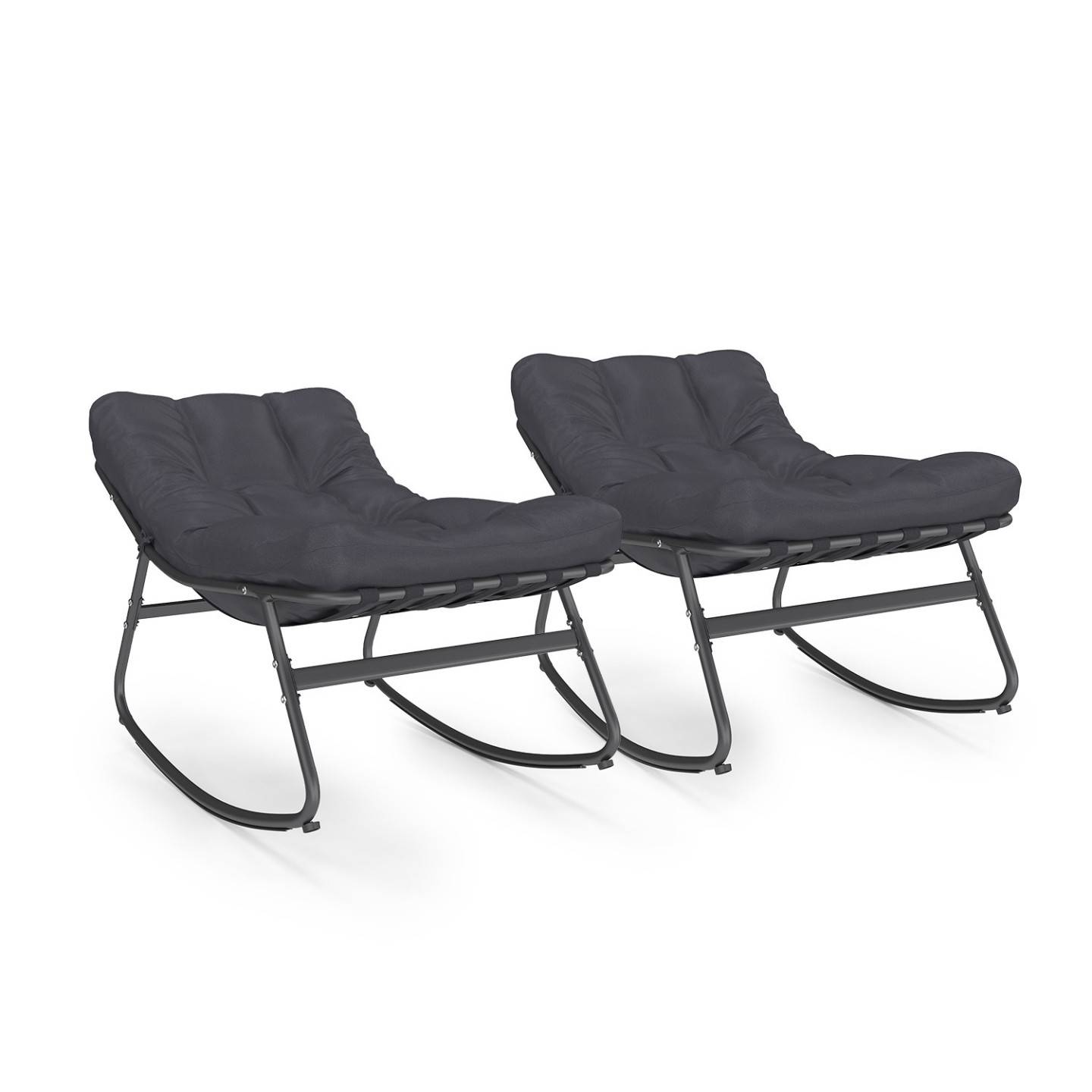Lot de 2 fauteuils de jardin à bascule ARONA gris anthracite coussin gris - Image 2
