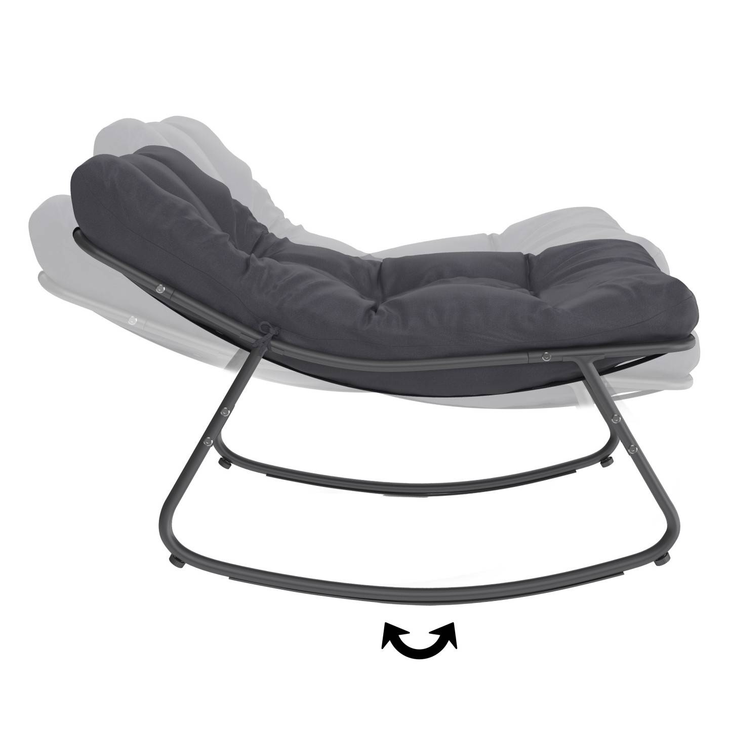 Lot de 2 fauteuils de jardin à bascule ARONA gris anthracite coussin gris - Image 4