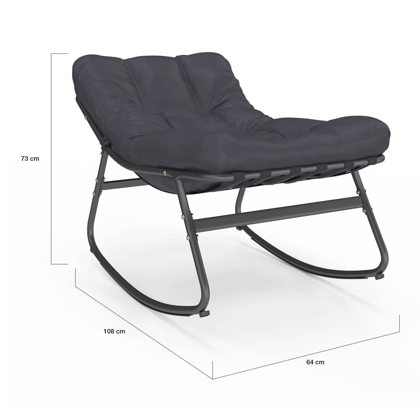 Lot de 2 fauteuils de jardin à bascule ARONA gris anthracite coussin gris - Image 6