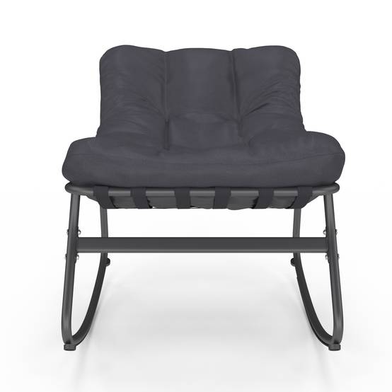 Lot de 2 fauteuils de jardin à bascule ARONA gris anthracite coussin gris - Image 3
