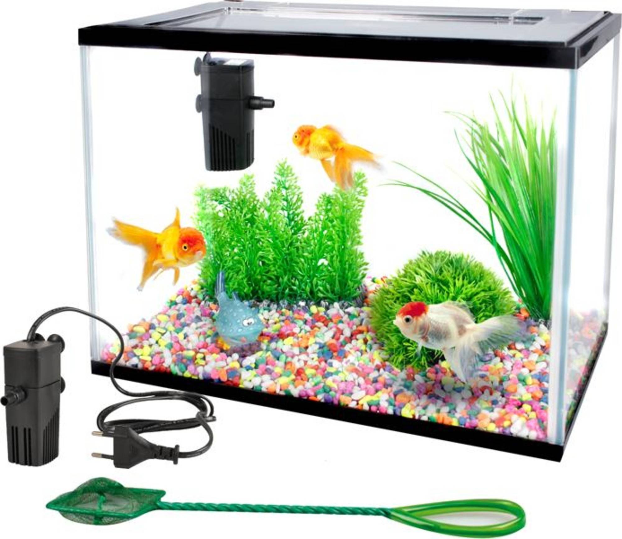 Kit Aquarium rectangulaire 16L avec filtre, gravier et épuisette - Image 2