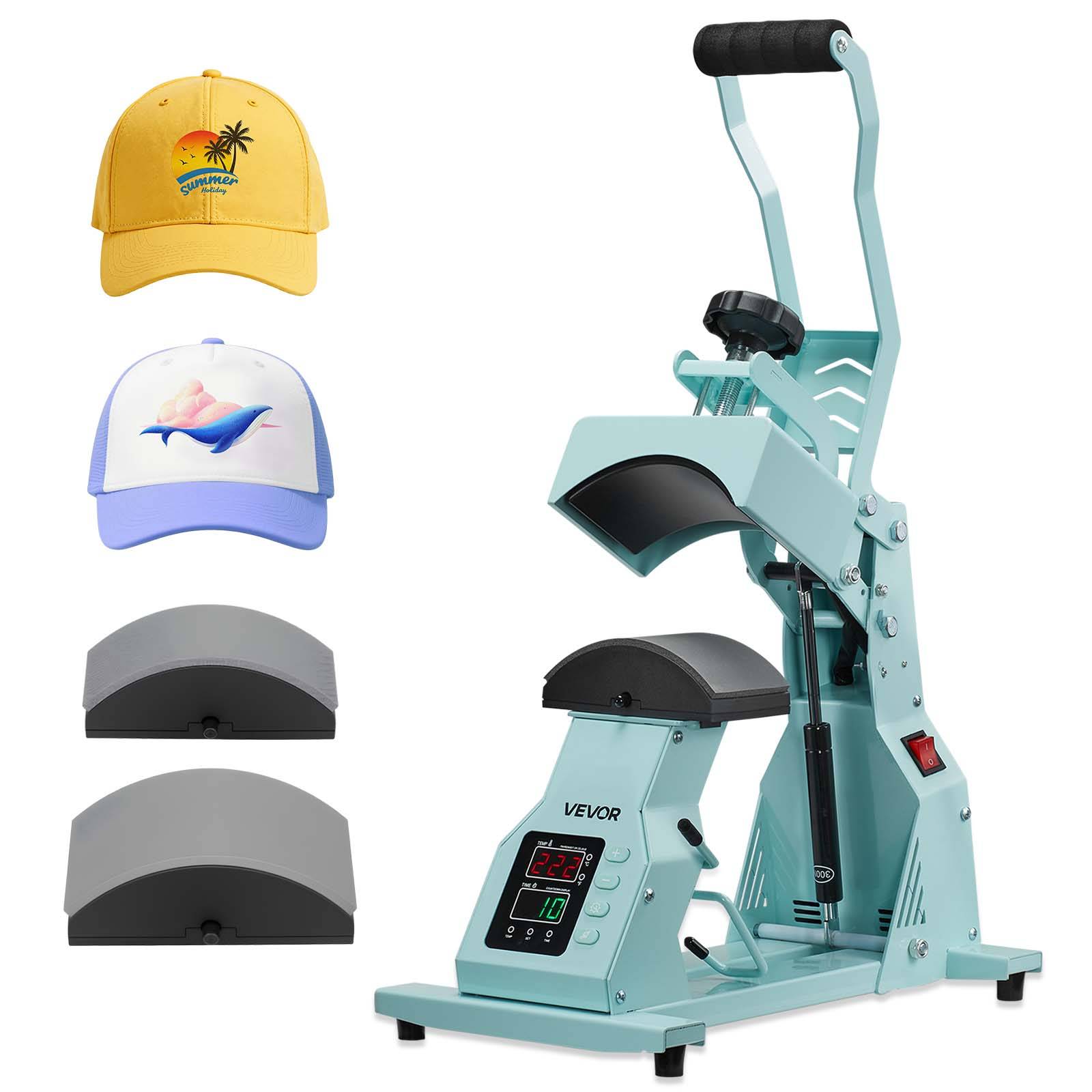 Vevor - VEVOR Presse à Chaud pour Casquettes Chapeaux avec 2 Platines pour HTV Vert - Image 1