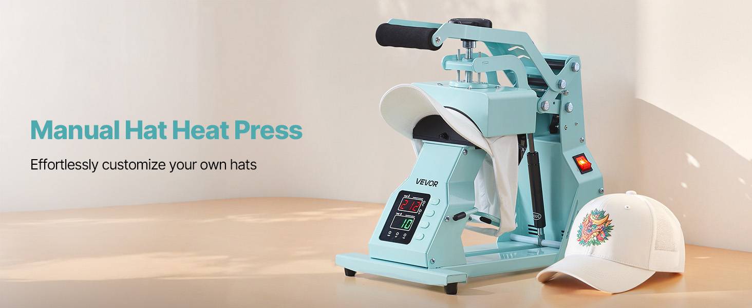 Vevor - VEVOR Presse à Chaud pour Casquettes Chapeaux avec 2 Platines pour HTV Vert - Image 9