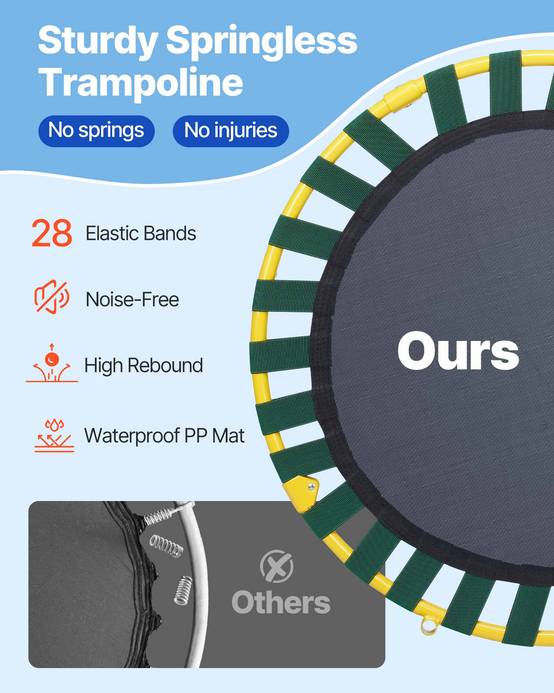 VEVOR Trampoline enfants 92 cm, pliable. Poignée mousse, pour 3 ans et plus. - Image 4