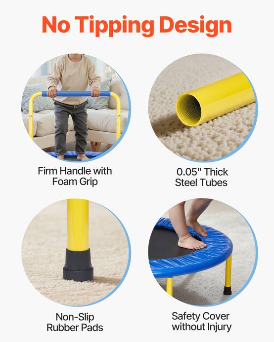 VEVOR Trampoline enfants 92 cm, pliable. Poignée mousse, pour 3 ans et plus. - Image 3