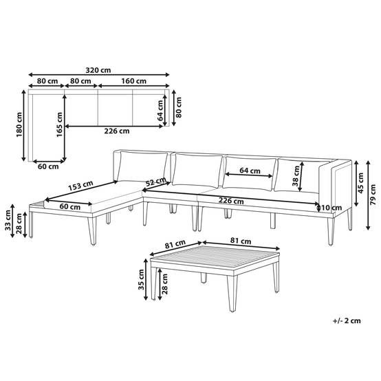 Canapé d'angle en bois avec table basse - Image 2