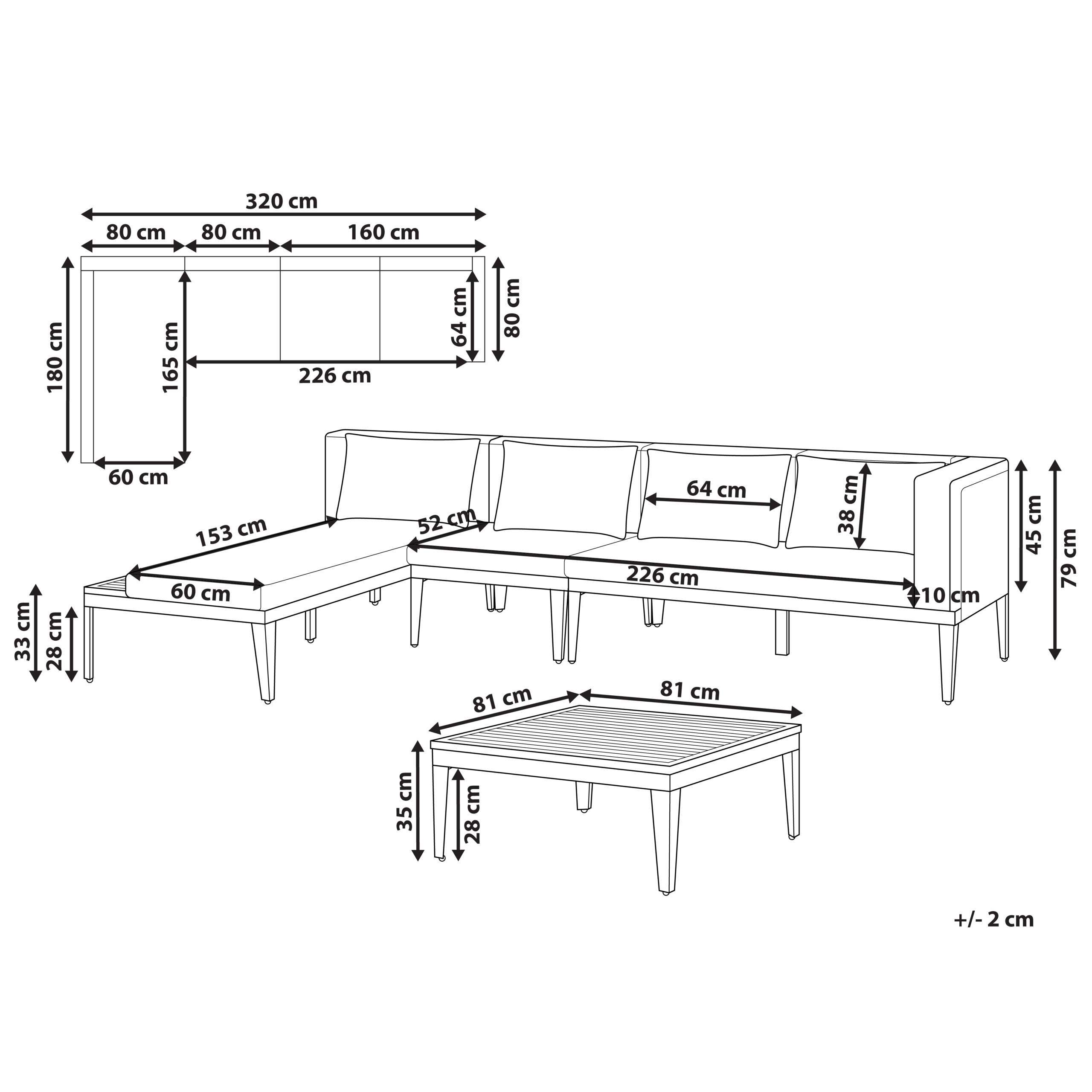 Canapé d'angle en bois avec table basse - Image 2