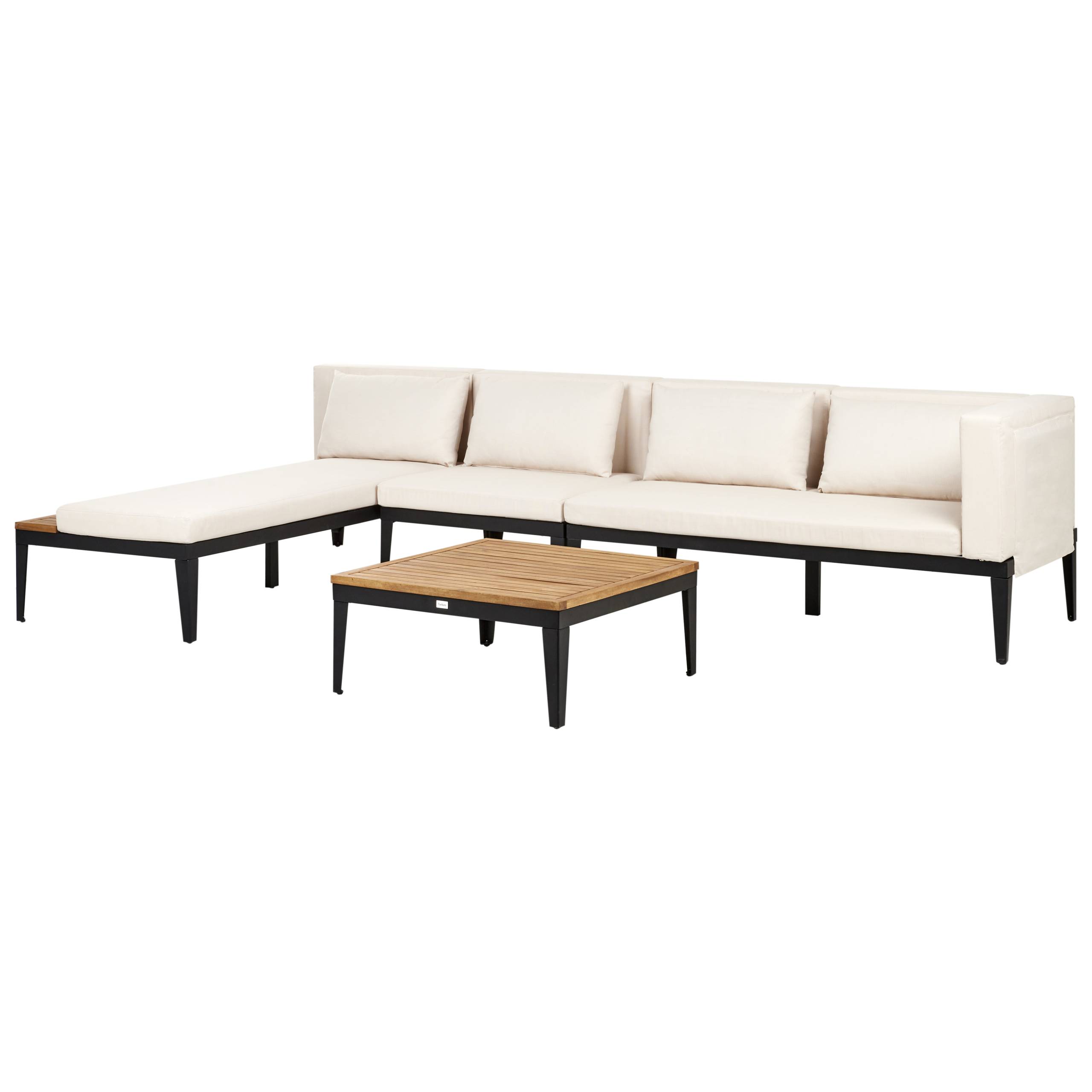 Canapé d'angle en bois avec table basse - Image 3