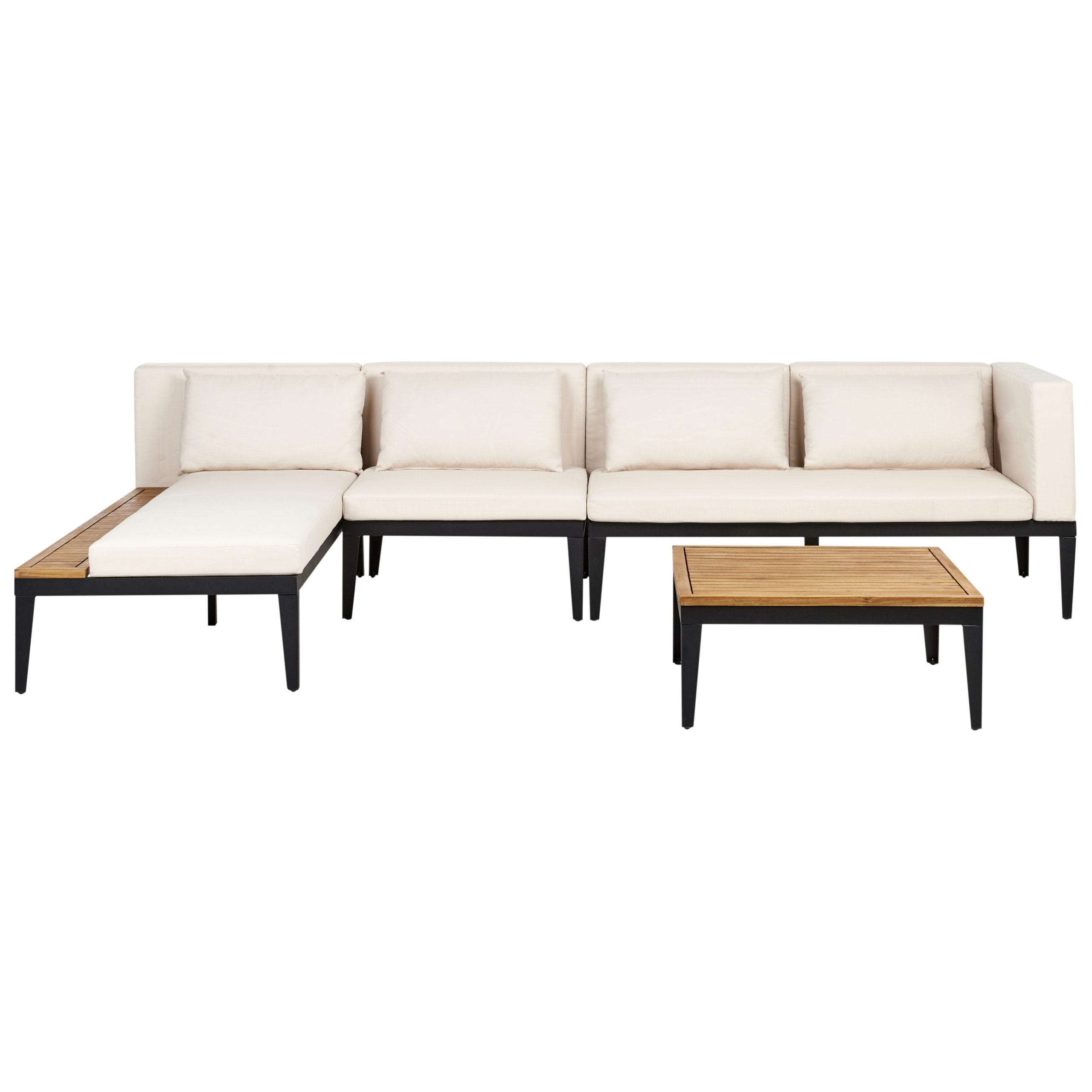 Canapé d'angle en bois avec table basse - Image 1
