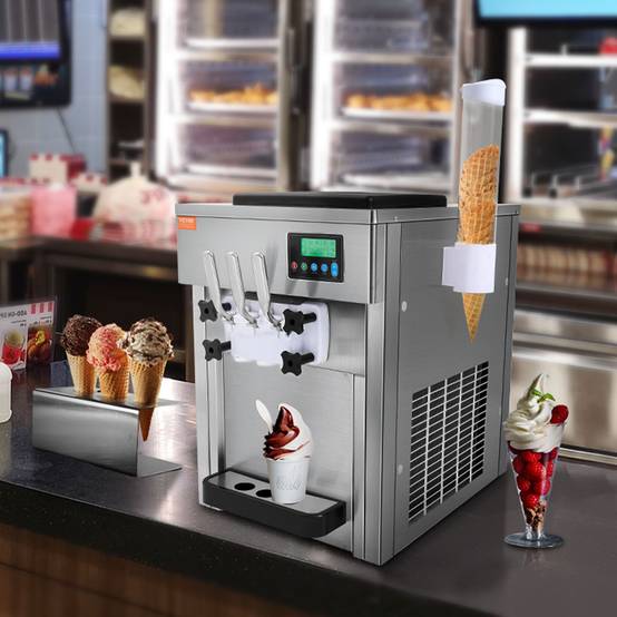VEVOR Machine à crème glacée 20 L/h 1800W, 3 saveurs, trémie 2x4L, pré-refroidissement, auto-nettoyage. - Image 8