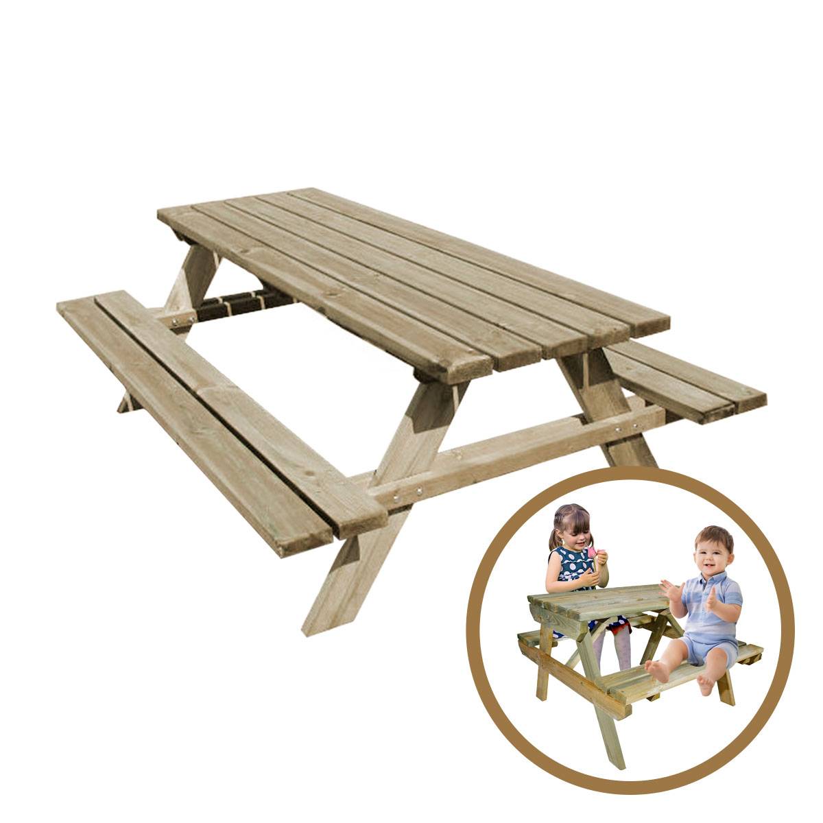 Table de pique-nique Fontainebleau + table de pique-nique enfant - Cémonjardin - Image 1