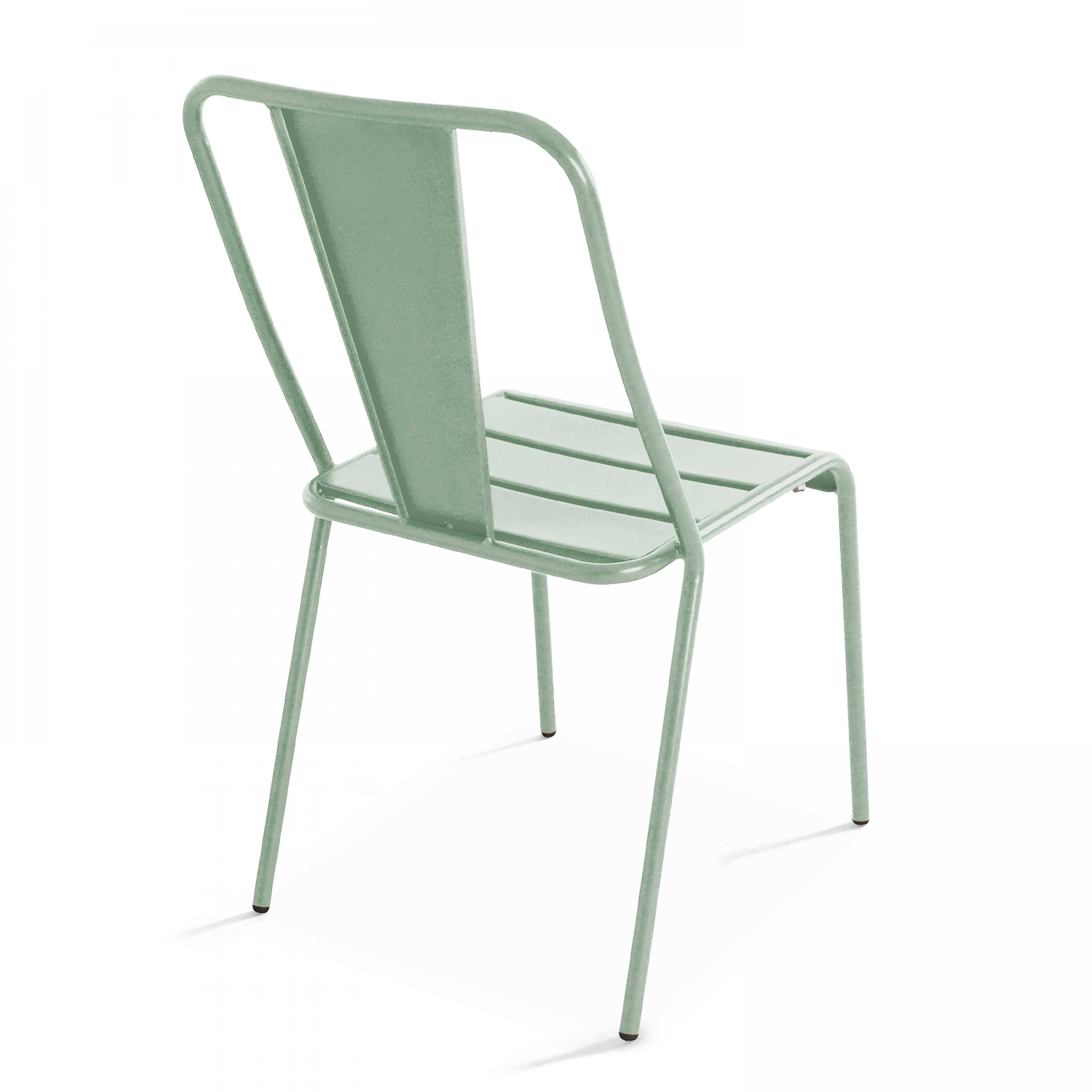Oviala - Ensemble table de jardin carrée et 2 chaises bistrot vert sauge Palavas - Oviala - Image 6