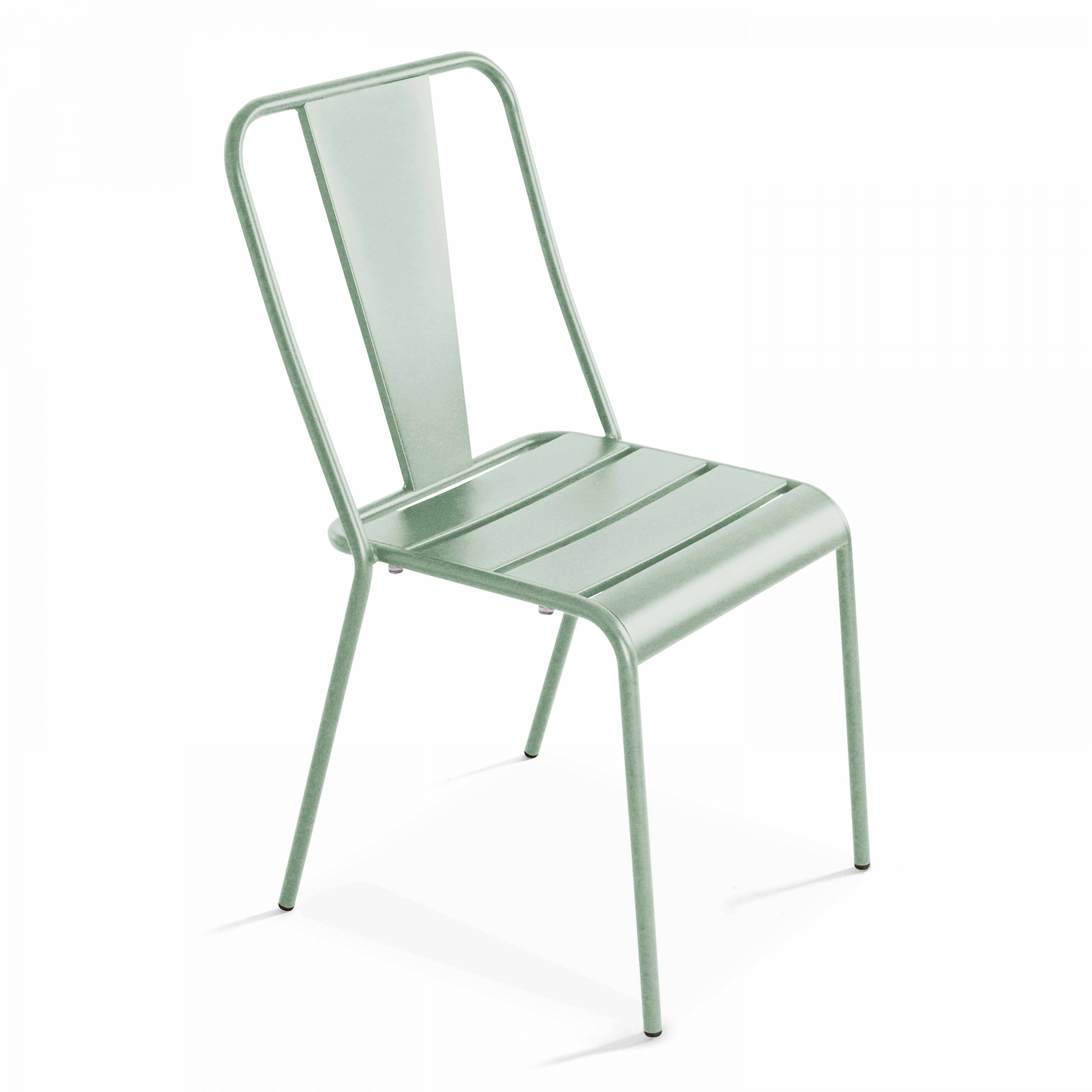 Oviala - Ensemble table de jardin carrée et 2 chaises bistrot vert sauge Palavas - Oviala - Image 5