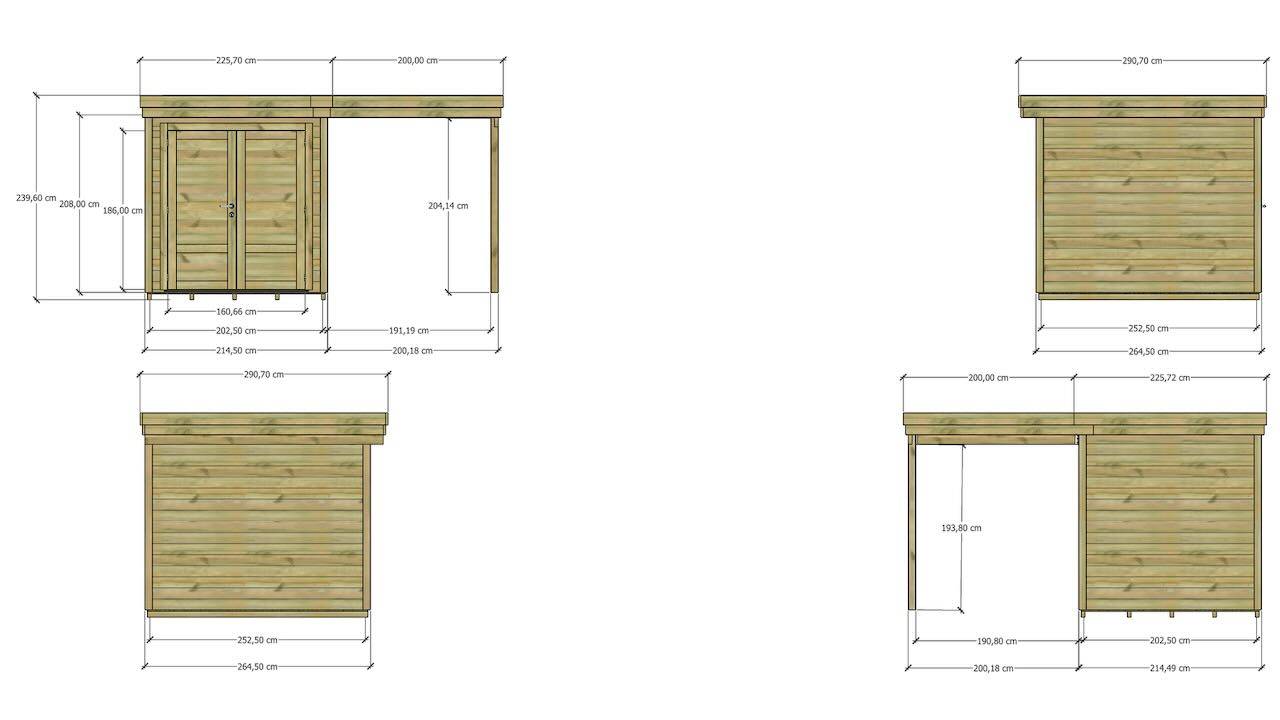 ABRI DE JARDIN bois  autoclave 27mm - 4,14x2,64m / 11m2 - Bac acier - Plancher bois - Image 4