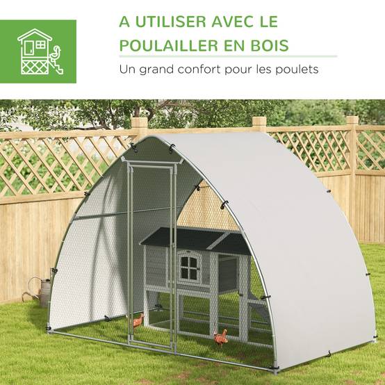 Grand Enclos Poulailler Acier Extérieur 5.75 m² - Parc Grillagé avec Toit Anti-UV - ComfortXL Outdoor Living - Image 7