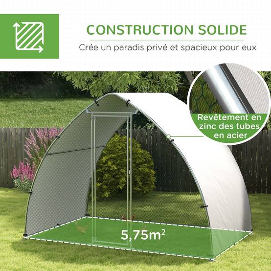 Grand Enclos Poulailler Acier Extérieur 5.75 m² - Parc Grillagé avec Toit Anti-UV - ComfortXL Outdoor Living - Image 8