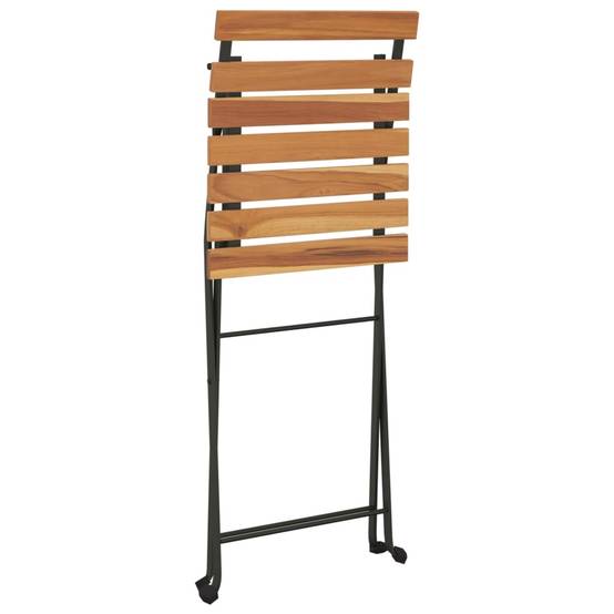 Chaises de bistrot pliantes bois de teck solide acier 39 x 45 x 79 cm - PANGIVO - Image 5