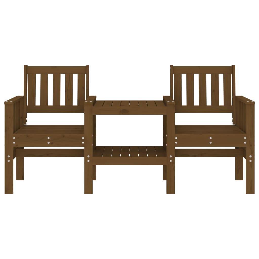 Maison Chic - Banc de jardin - Banc d'extérieur - Banquette avec table 2 places brun miel bois massif de pin-JU13962 - Image 3
