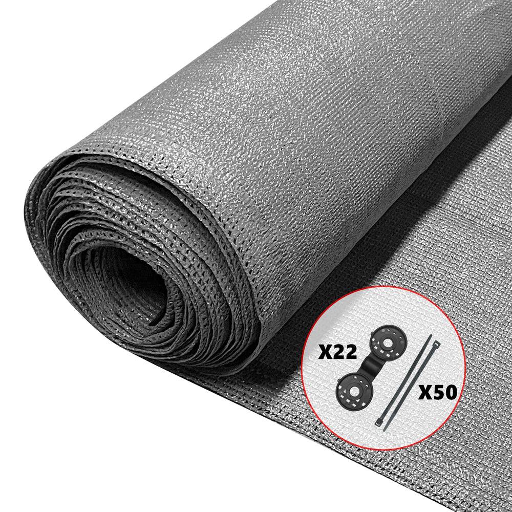 Brise vue occultant en HDPE 150g/m² 1x10m avec attaches de fixation gris - Image 1