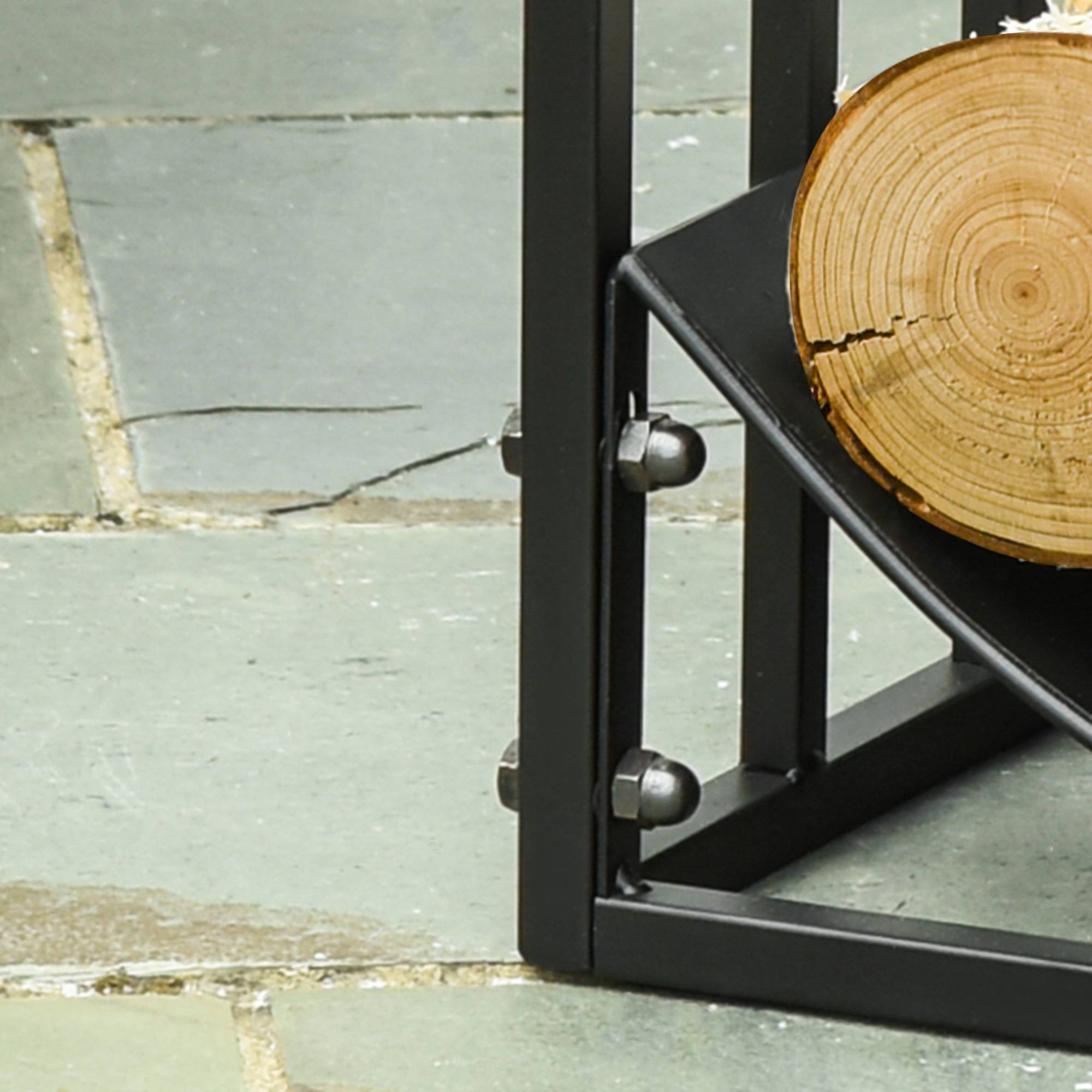 ComfortXL - Porte-bûches en métal noir 60,5 x 36 x 46,5 cm pour cheminée et terrasse support incurvé ventilé charge 60 kg - Image 8