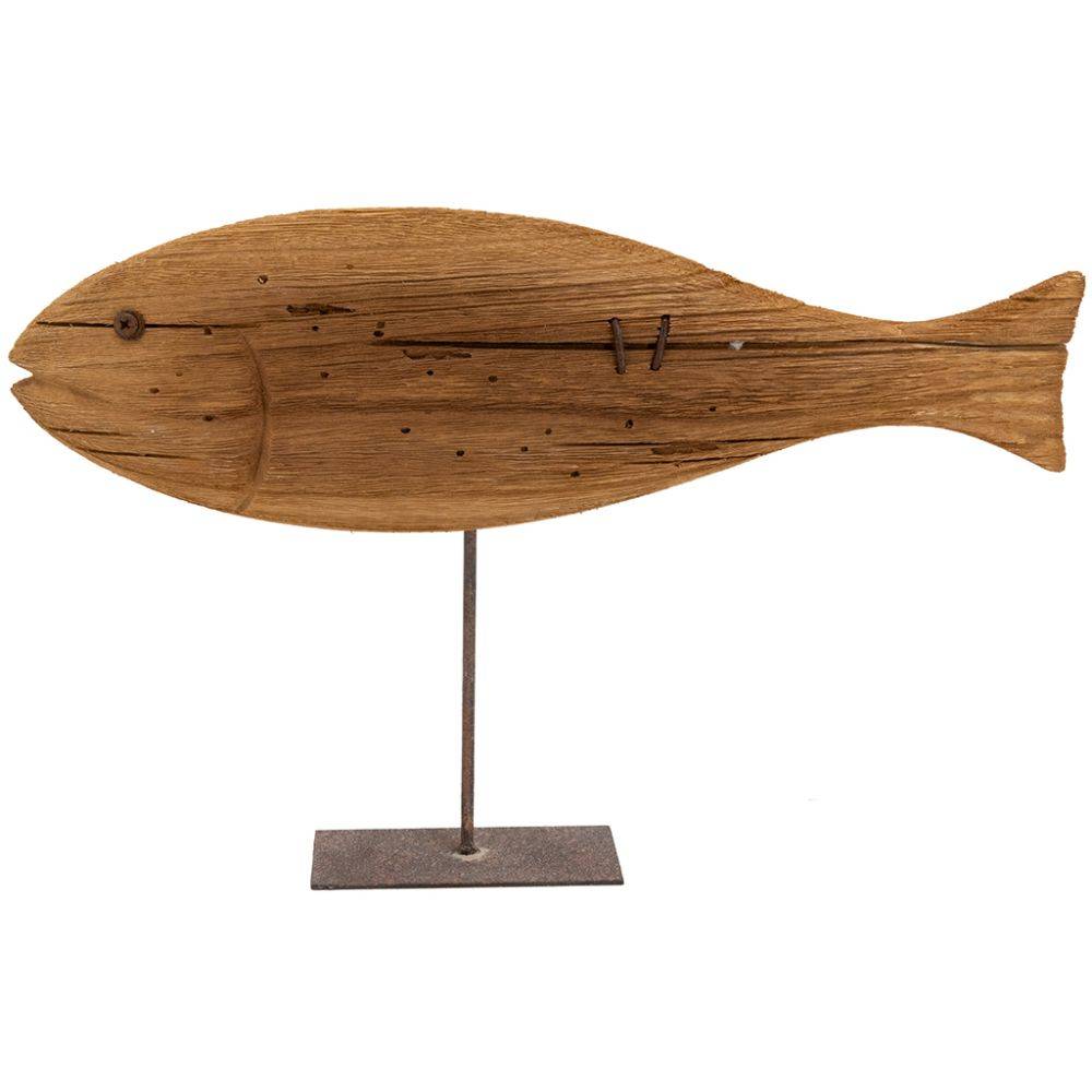 Aubry Gaspard - Poisson sur pied en bois recyclé et métal Moyen modèle - Image 3