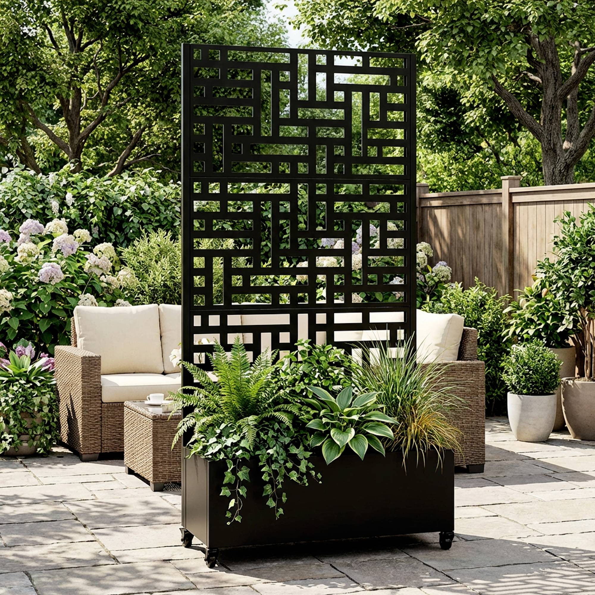 Casa.Pro - Jardinière brise-vue Bernalda acier galvanisé 190 x 82 x 38 cm noir casa.pro - Image 5