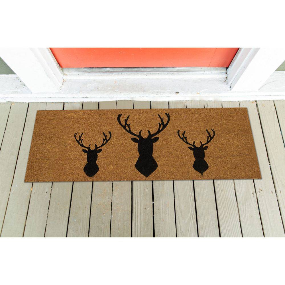 Aubry Gaspard - Paillasson grande taille en coco 120 x 40 cm 3 cerfs - Image 2