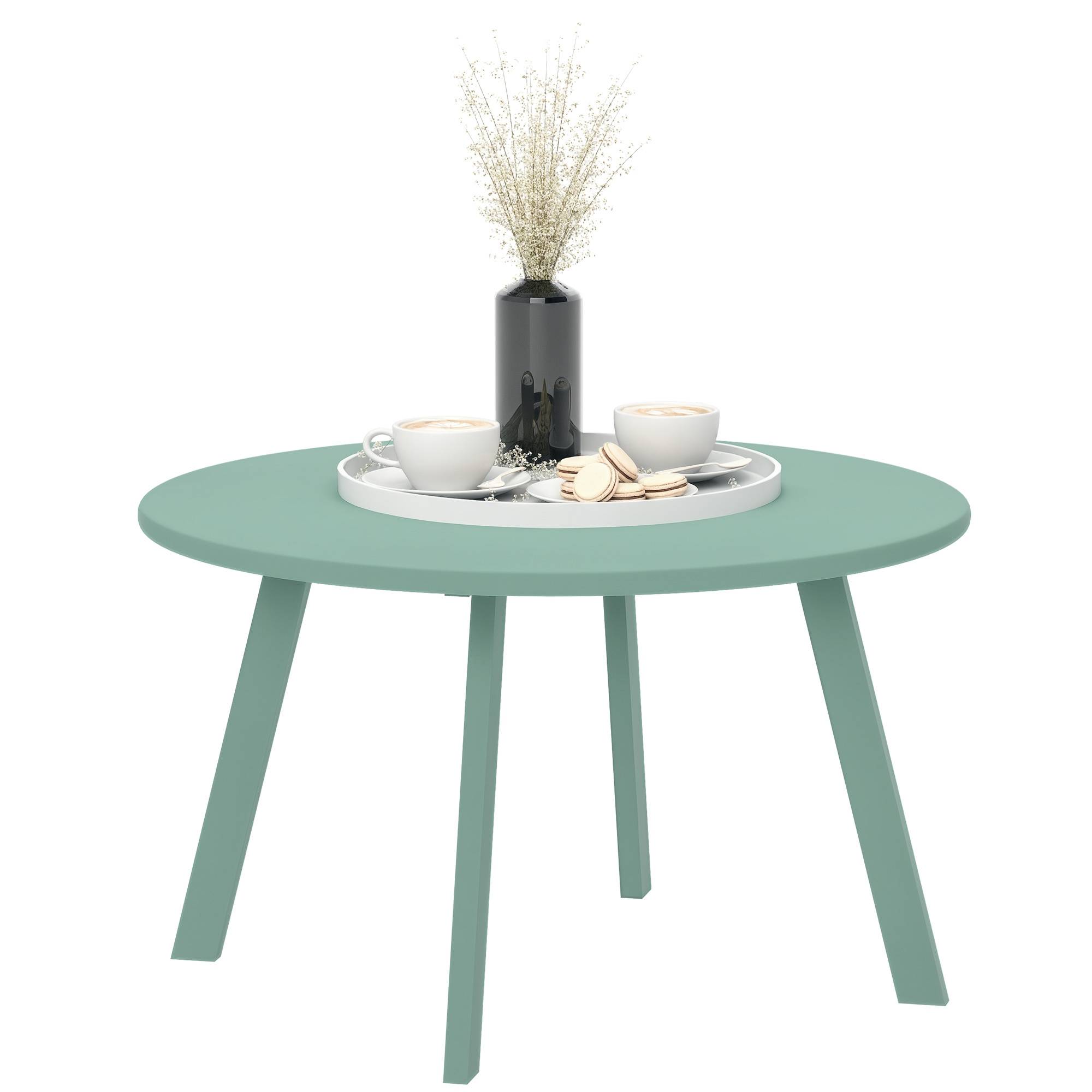 Petite table basse ronde, table d'appoint avec patins antidérapants, cadre en métal, pour jardin, Ø 70 x 42 cm, vert - Image 1
