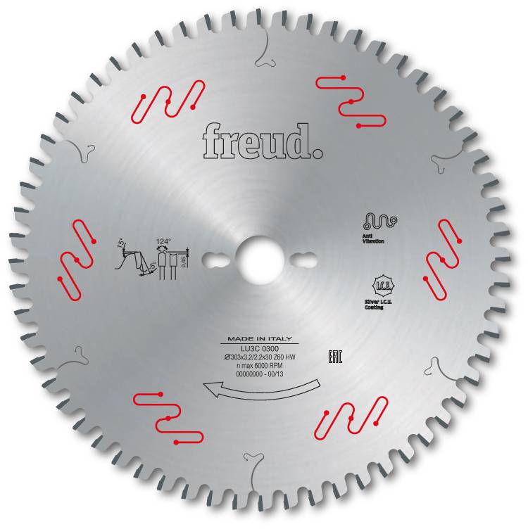 Lame gouge pour panneaux revêtus deux faces FREUD - Ø250 3,4/2,4 AL30 Z54 double gouge - F03FS09537 -LU3C 0204 - Image 1