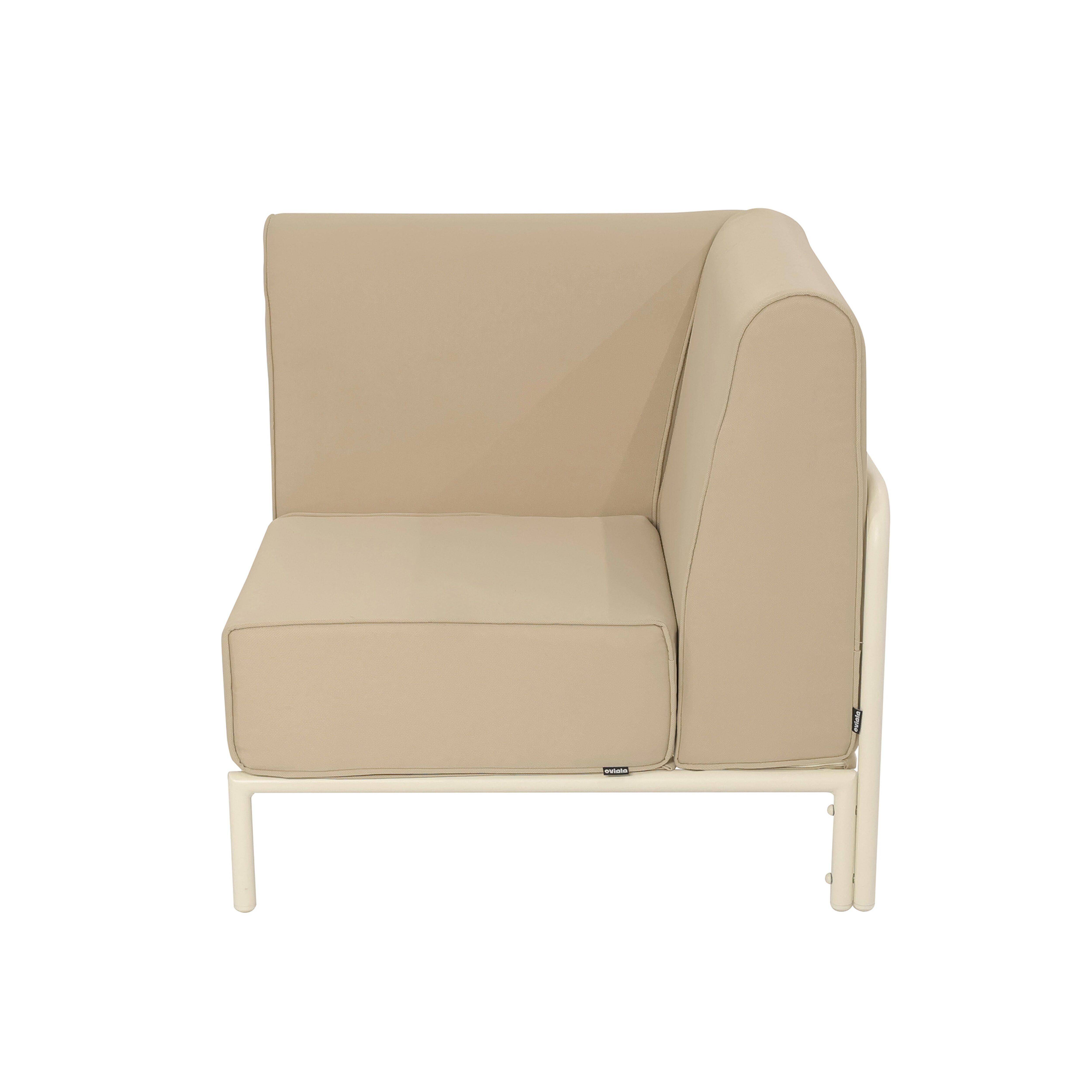 Oviala - Fauteuil d'angle pour salon de jardin modulable tissu beige Patio - Oviala - Image 6