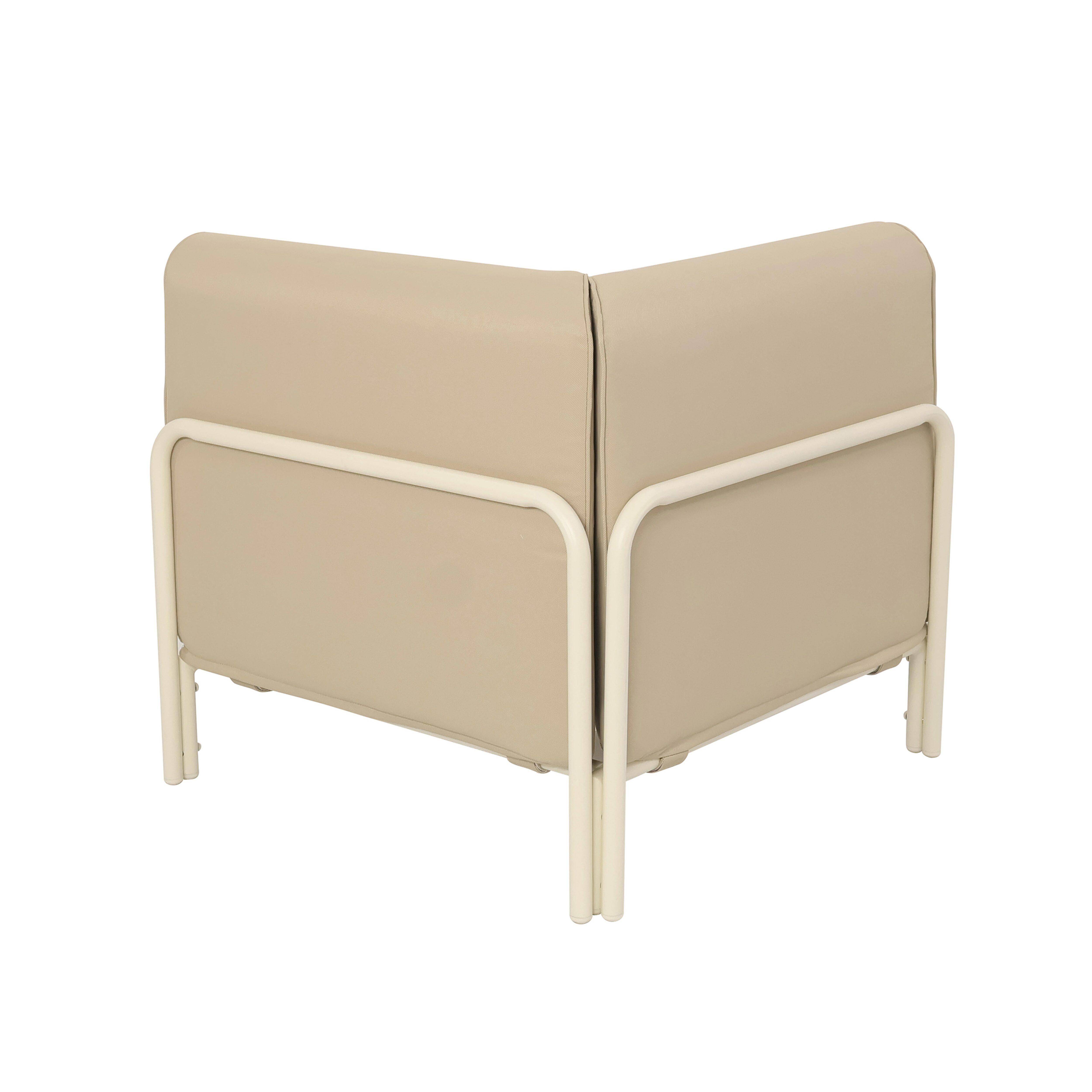 Oviala - Fauteuil d'angle pour salon de jardin modulable tissu beige Patio - Oviala - Image 5