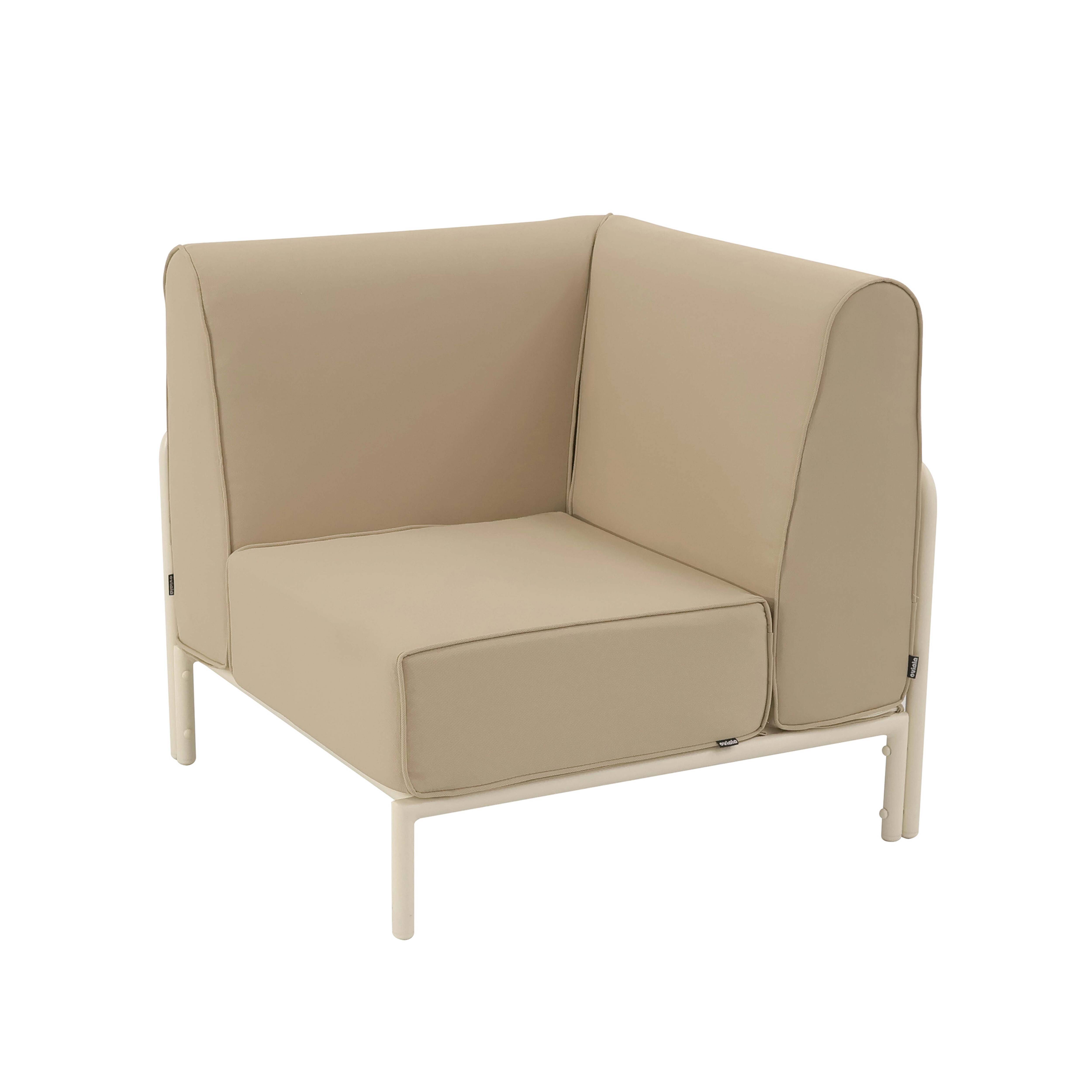 Oviala - Fauteuil d'angle pour salon de jardin modulable tissu beige Patio - Oviala - Image 1