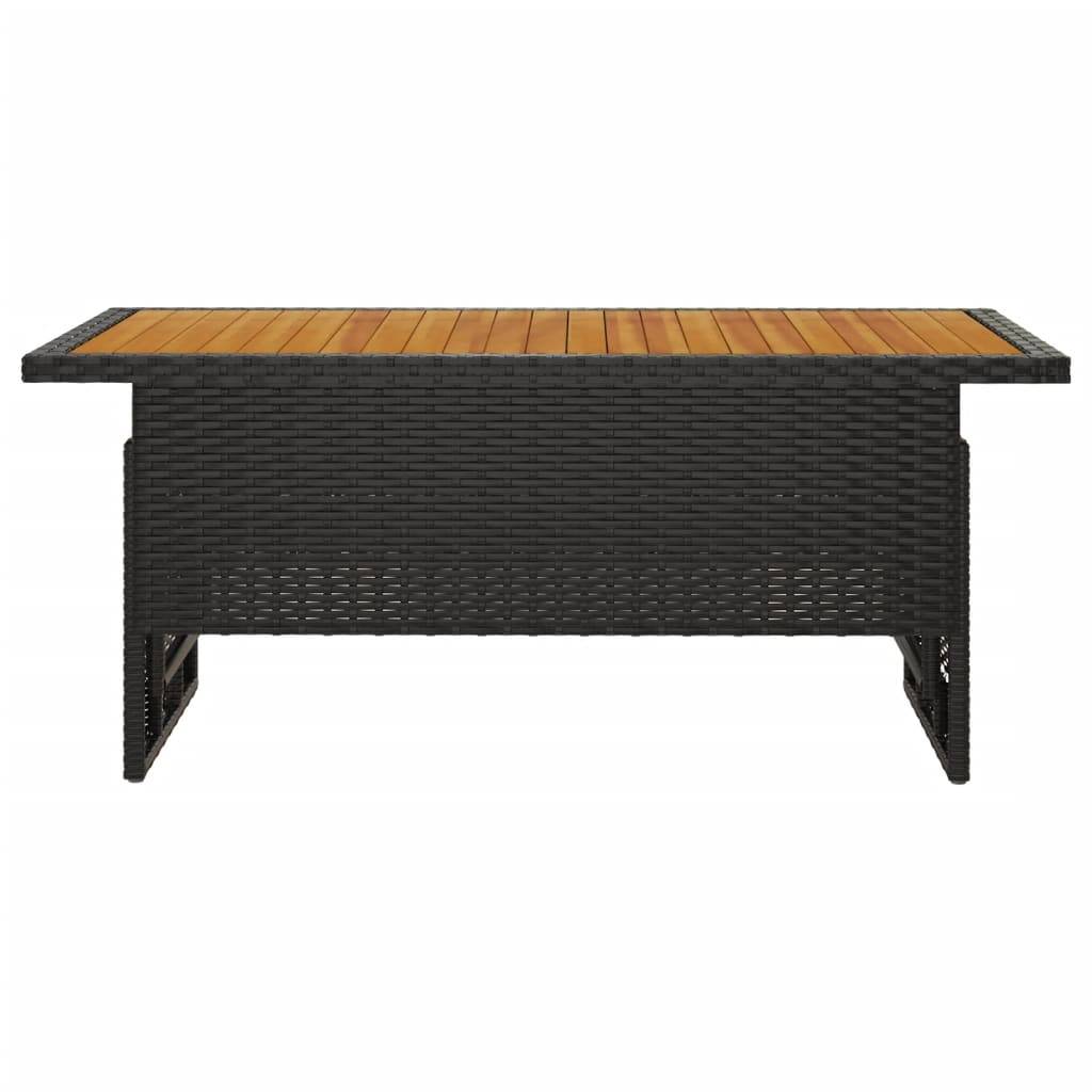 PANGIVO - Table de jardin noir acacia et résine tressée 100 x 50 x 43/63 cm - PANGIVO - Image 3