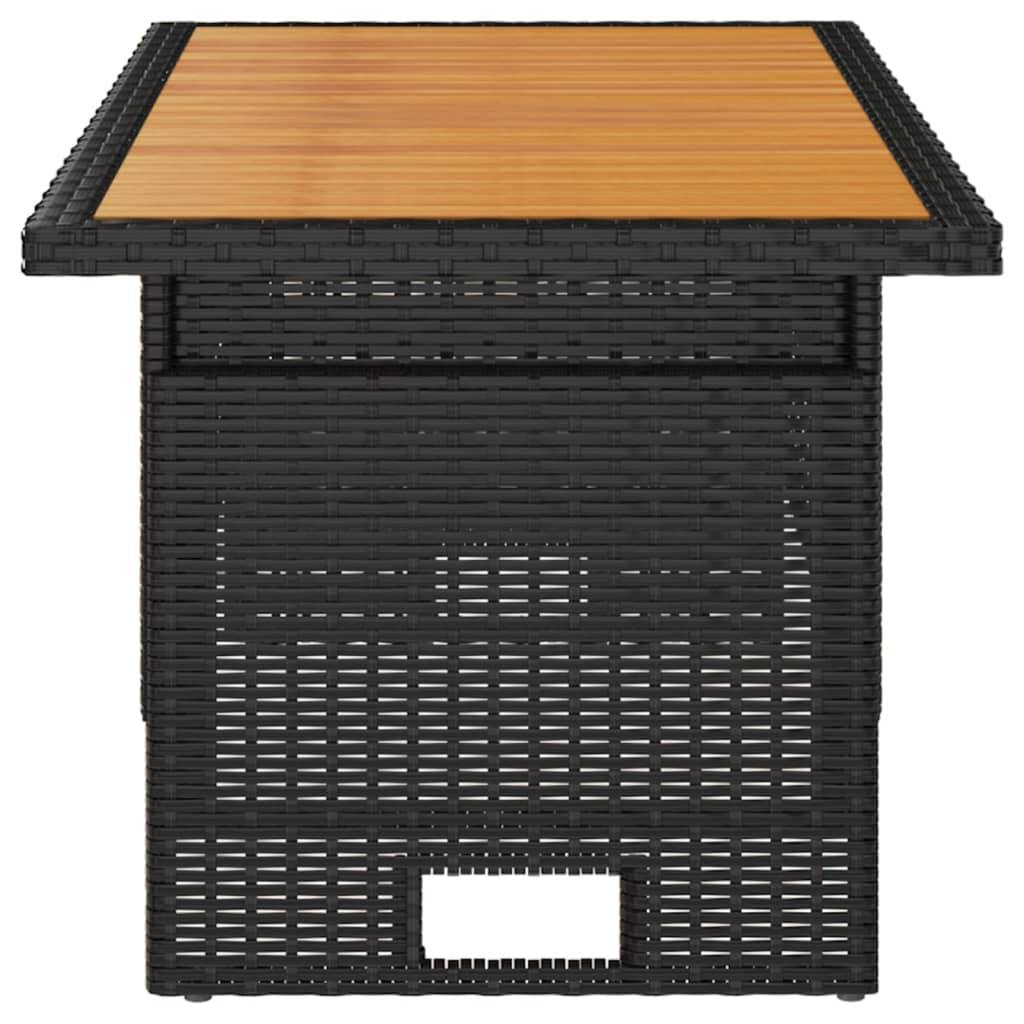 PANGIVO - Table de jardin noir acacia et résine tressée 100 x 50 x 43/63 cm - PANGIVO - Image 4