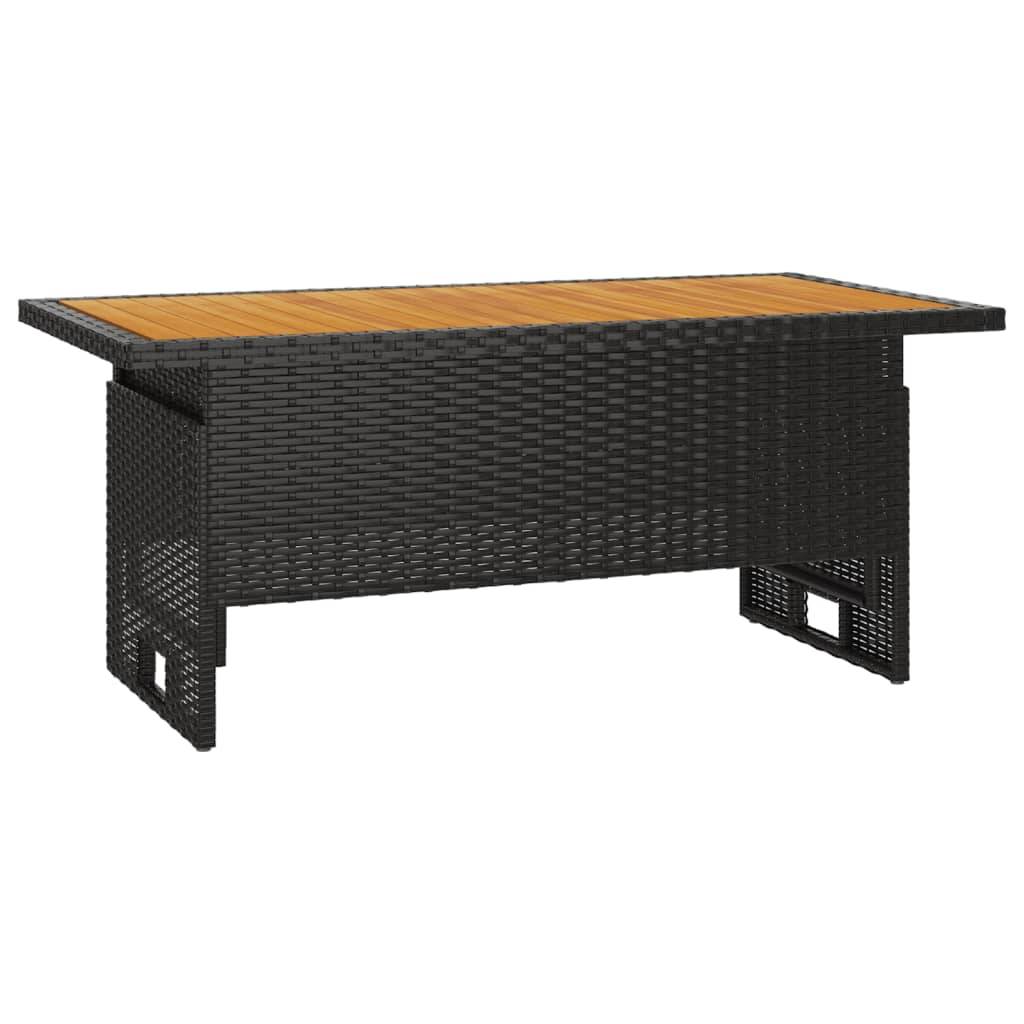 PANGIVO - Table de jardin noir acacia et résine tressée 100 x 50 x 43/63 cm - PANGIVO - Image 2
